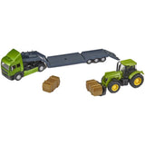 Teamsterz die-cast tractor transporter with hay bales, UK version