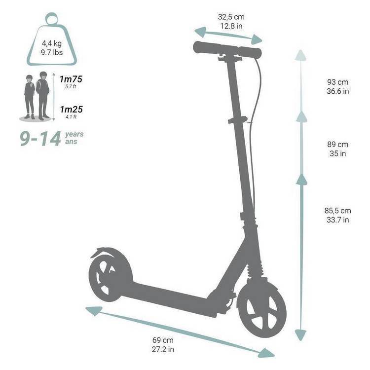 Decathlon Mid 9 Kids Foldable Inline Scooter (British brand)