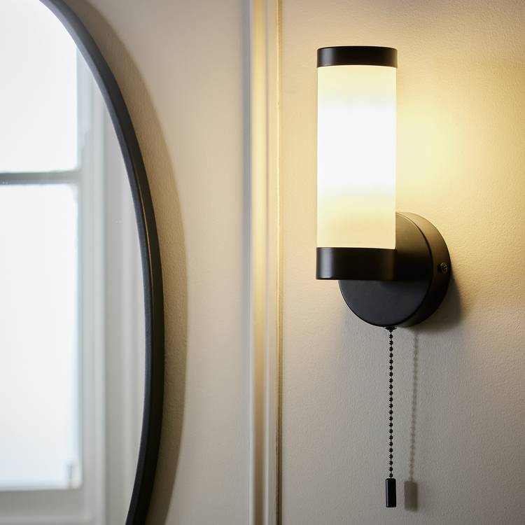 Argos Home Aspley opal glass bathroom wall light black (British brand)