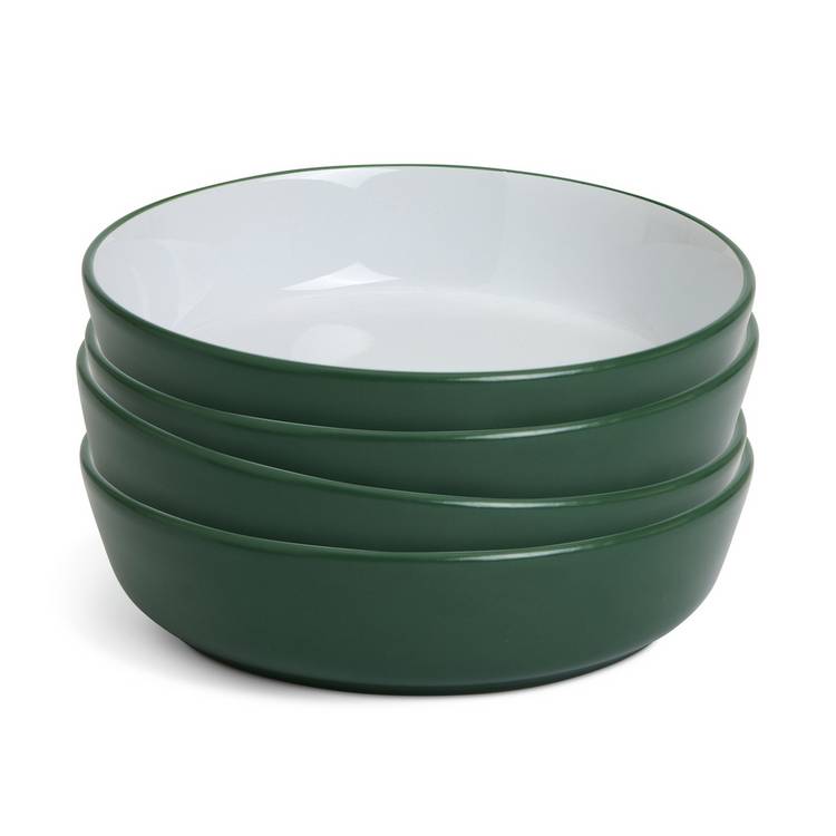 Habitat stoneware pasta bowls two tone green and white set of 4 - British product
