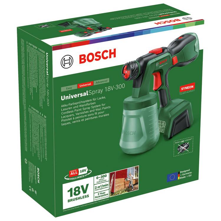 Bosch cordless paint sprayer 18V-300 1.2L tank (British brand)