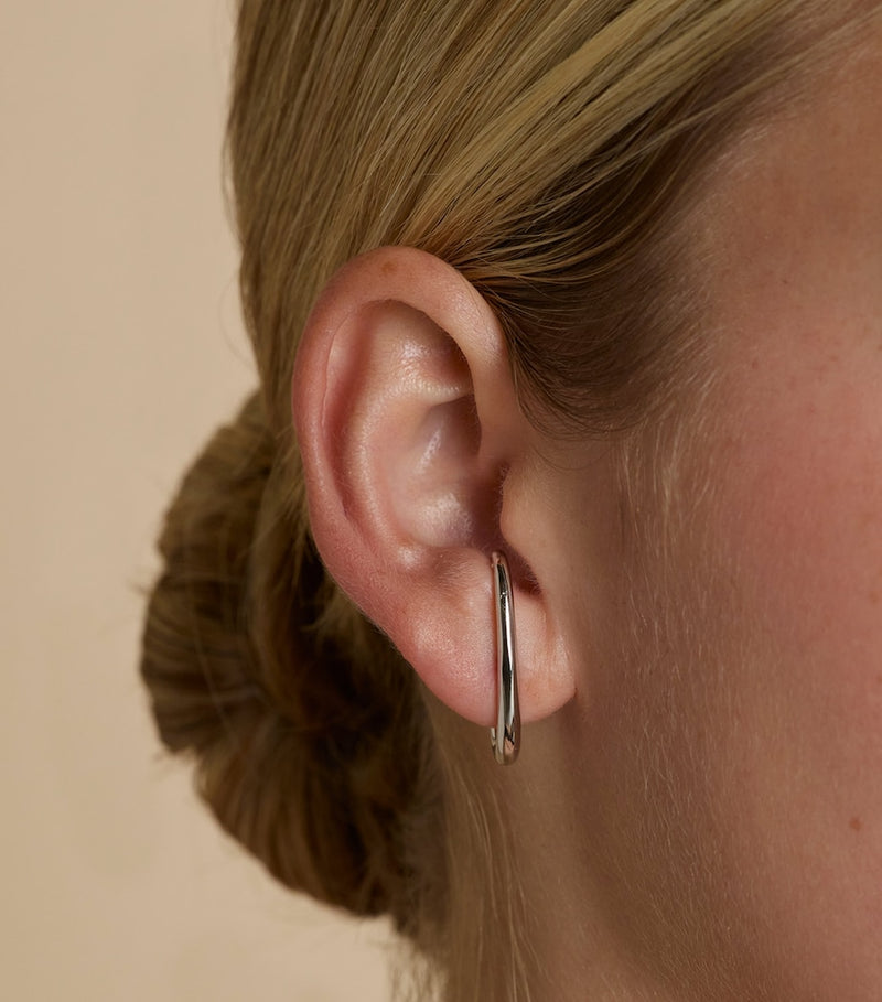 Astrid & Miyu orbit dome stud earrings rhodium-plated silver, imported from the UK