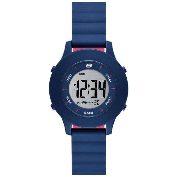 Skechers digital watch with magnetic blue silicone strap 37mm, imported from the UK