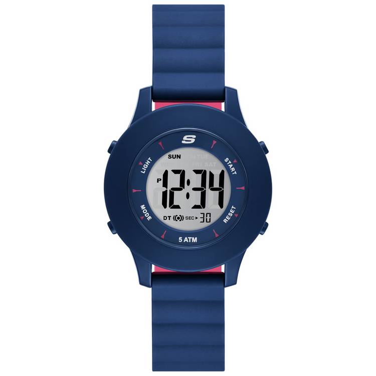 Skechers digital watch with magnetic blue silicone strap 37mm, imported from the UK