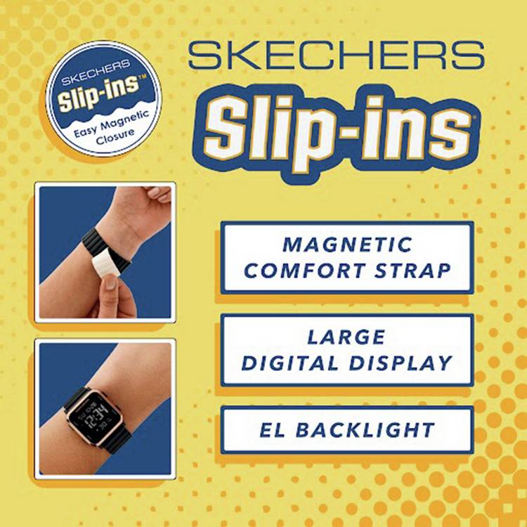 Skechers digital watch with magnetic blue silicone strap 37mm, imported from the UK