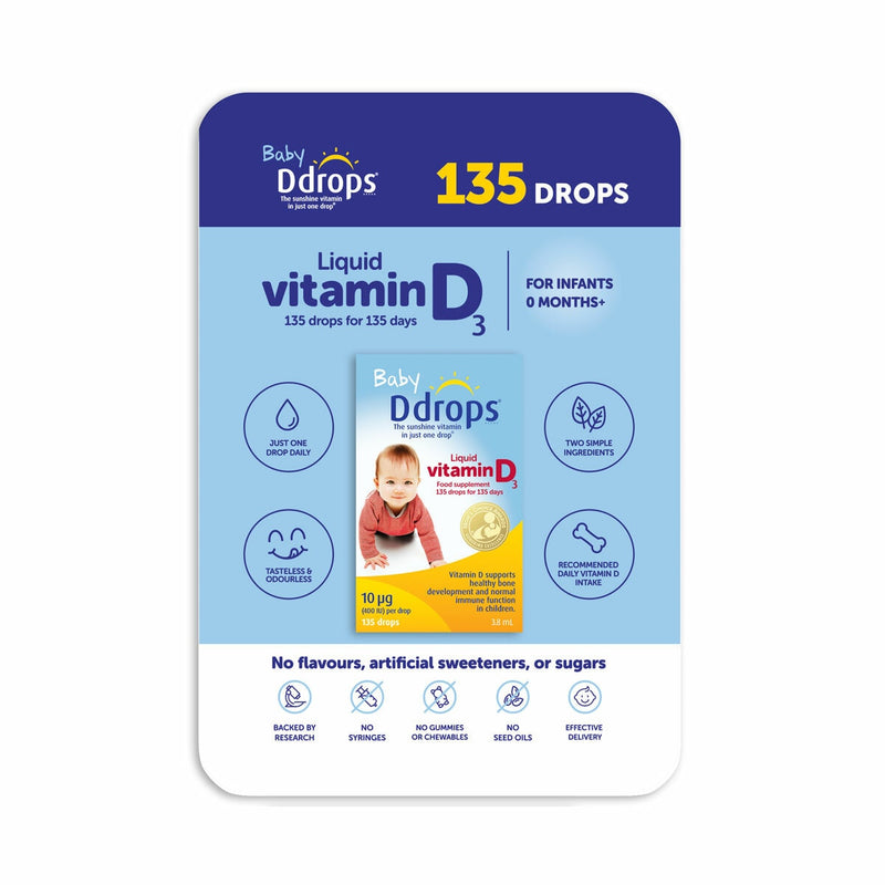 Baby Ddrops vitamin D supplement 10mcg 135 drops (British brand)