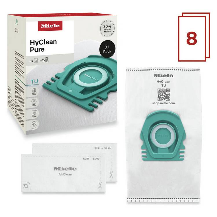Miele HyClean Pure TU dust bags 8-pack - British product