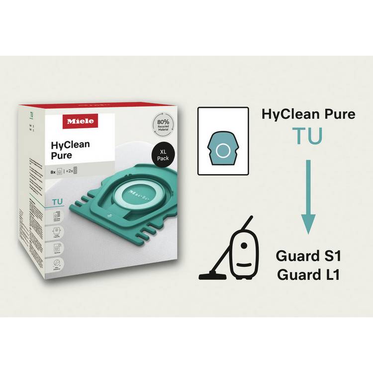 Miele HyClean Pure TU dust bags 8-pack - British product