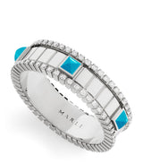 Harrods MARLI New York White Gold Diamond and Turquoise Life Spinning Ring- Buy online at McGrocer