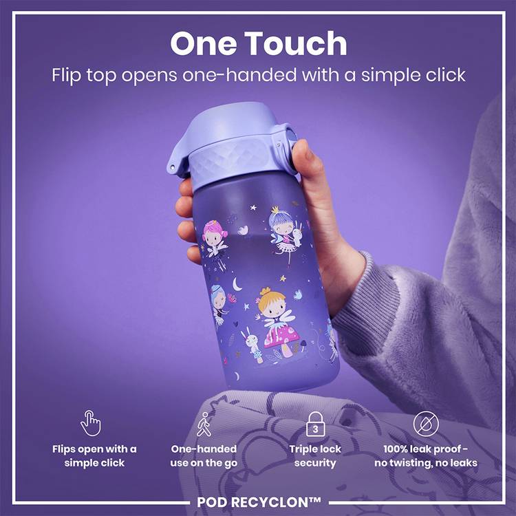 Ion8 Fairies Purple Water Bottle 350ml kids drinkware (British brand)