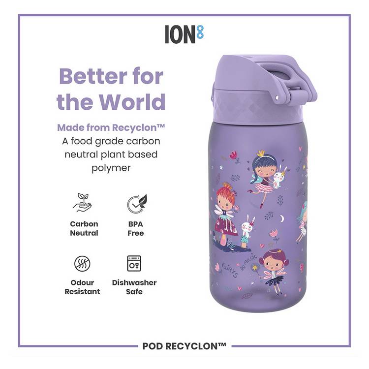 Ion8 Fairies Purple Water Bottle 350ml kids drinkware (British brand)