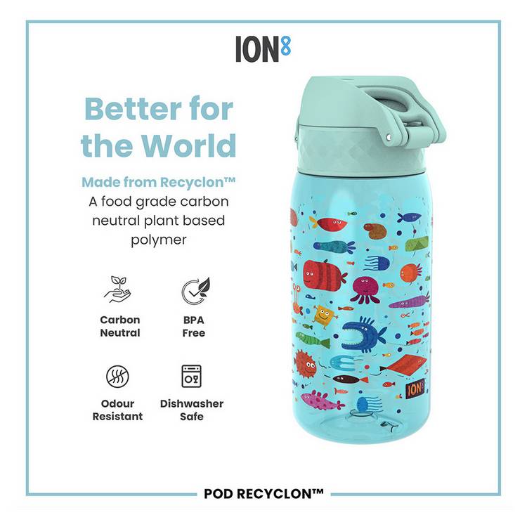 Ion8 water bottle fish blue 350ml, UK version