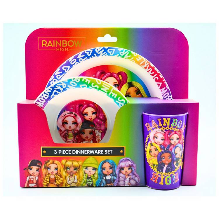 Zak Rainbow High kids plastic dinner set plate bowl tumbler (British brand)