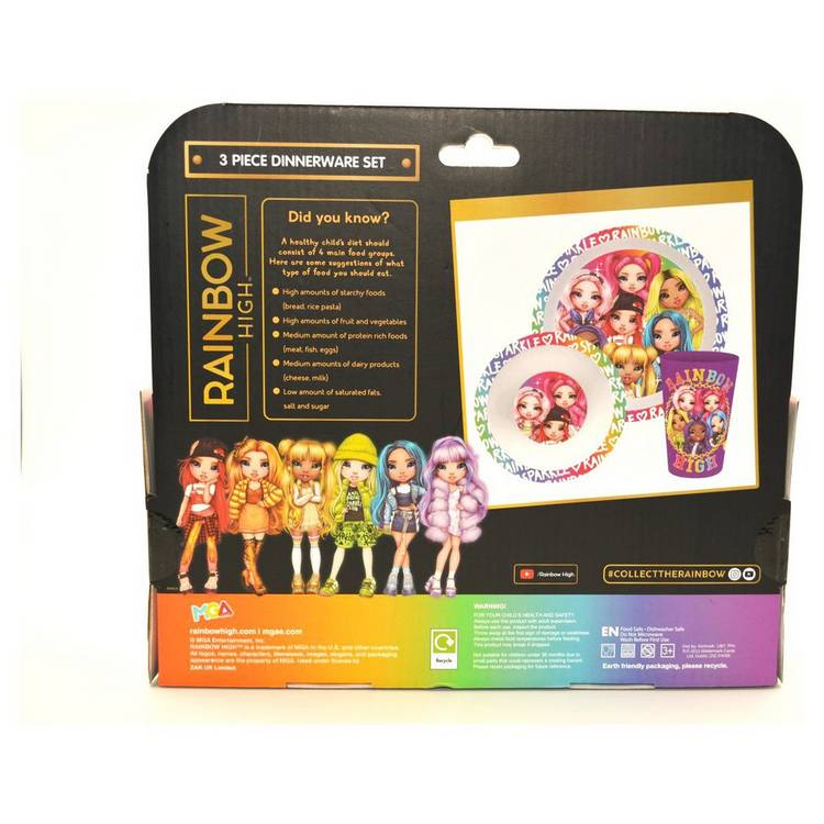 Zak Rainbow High kids plastic dinner set plate bowl tumbler (British brand)