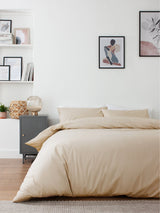 Next Natural Cotton Rich Plain Duvet Cover and Pillowcase Set- Buy online at McGrocer