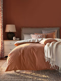 Natural cotton rich plain duvet cover and pillowcase set, imported from the UK