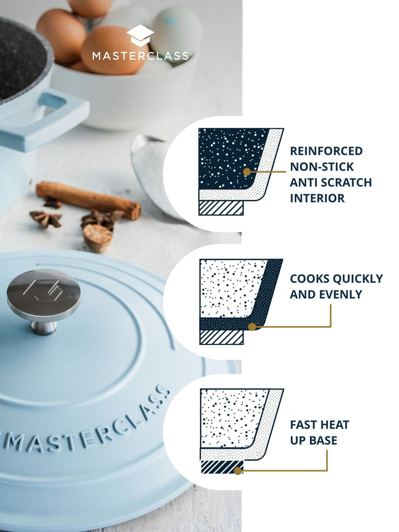 MasterClass blue cast aluminium casserole dish 2.5L, imported from the UK