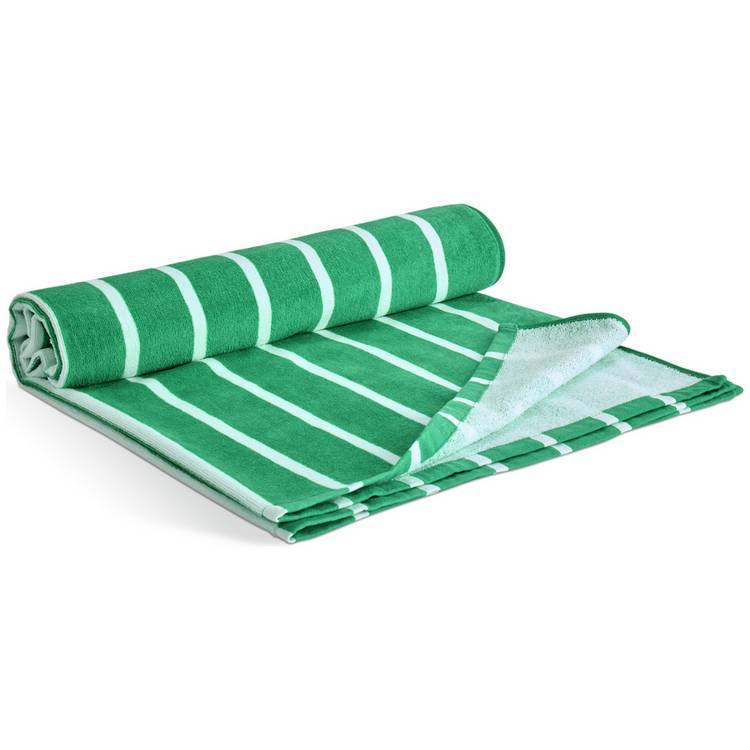 Habitat green skinny stripe beach towel 150x80cm, imported from the UK