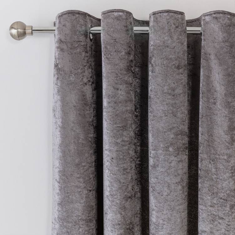 Argos Home velvet eyelet curtains in charcoal, 117x137cm - British product