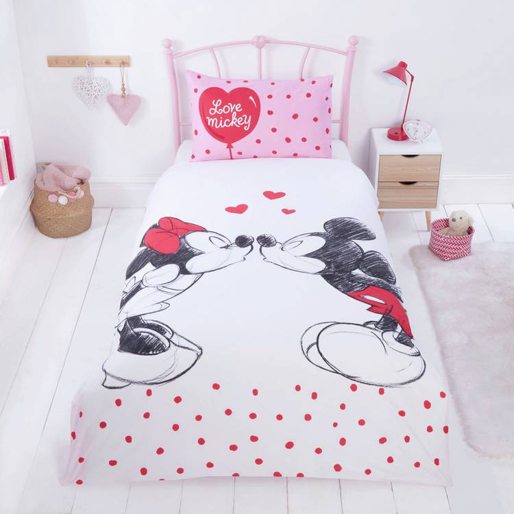 Disney Mickey Minnie cotton kids bedding set single, UK version