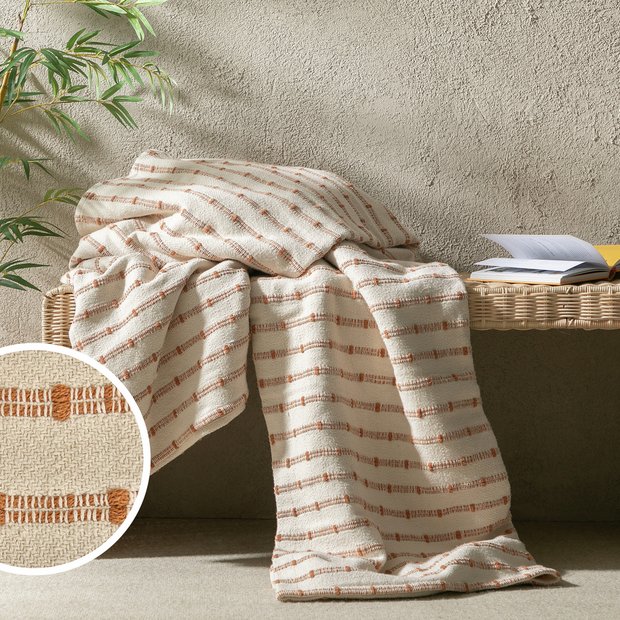 Habitat Global Throw neutral rust cotton 200x220cm - British product