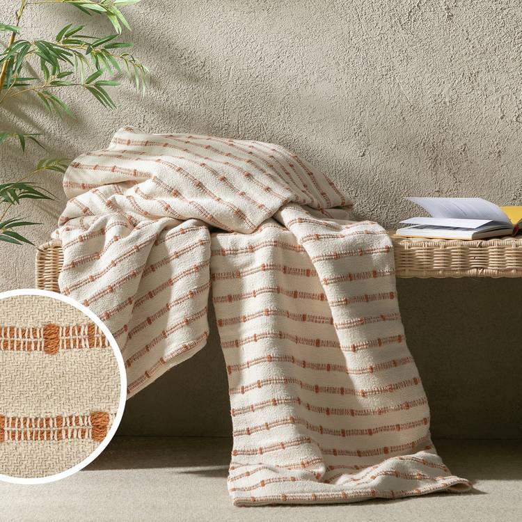 Habitat Global Throw neutral rust cotton 200x220cm - British product