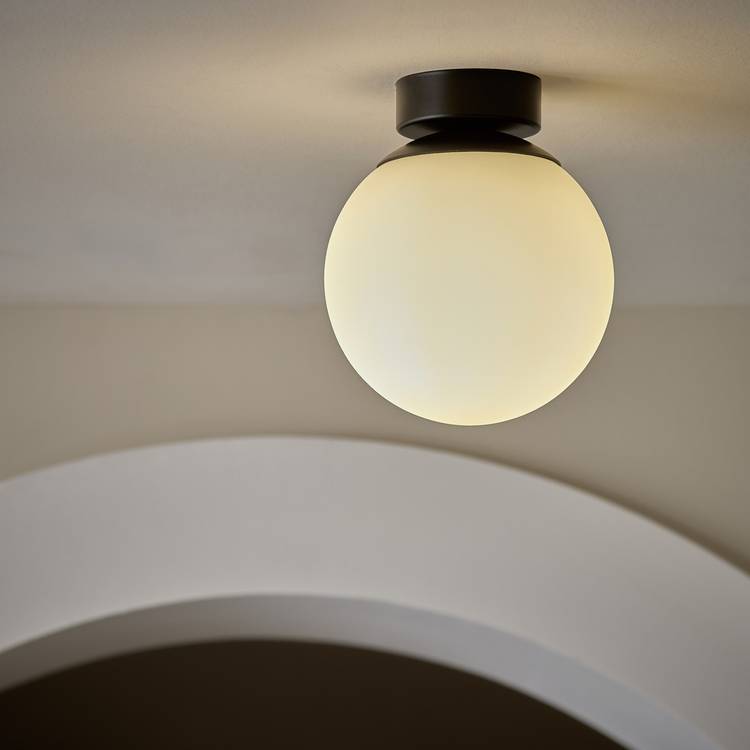 Habitat opal glass bathroom ceiling light black - British brand