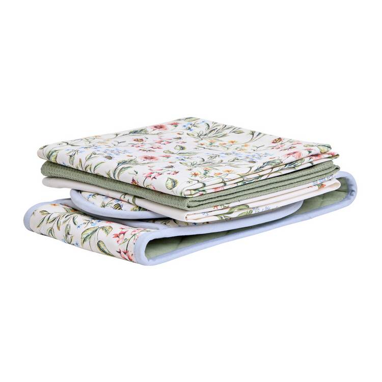 Argos Home bee floral cotton textile set cream, UK version