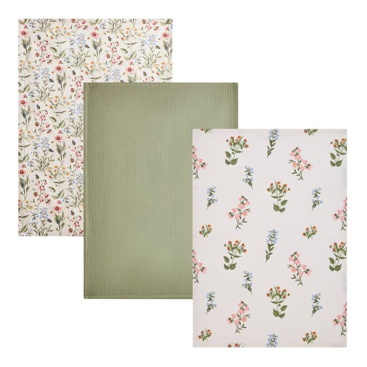 Argos Home bee floral cotton textile set cream, UK version