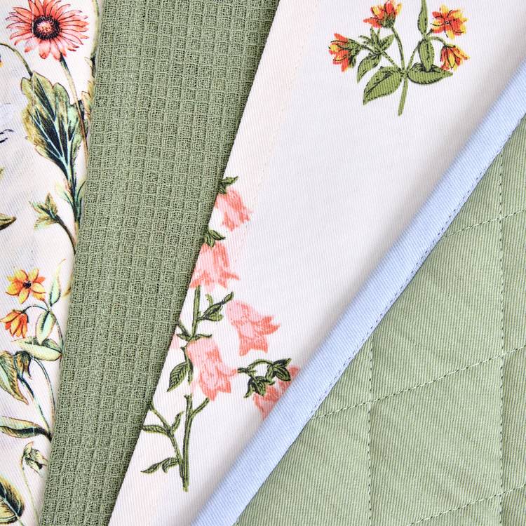 Argos Home bee floral cotton textile set cream, UK version