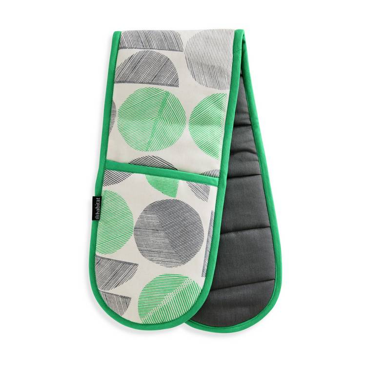 Habitat Linear Circles cotton textile set green (British brand)