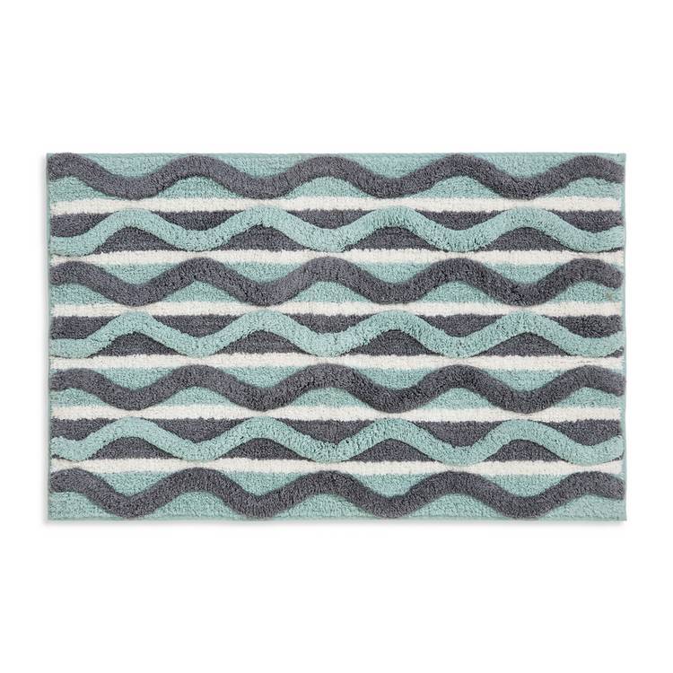 Habitat retro wave geo bath mat blue 80x50cm (British brand)
