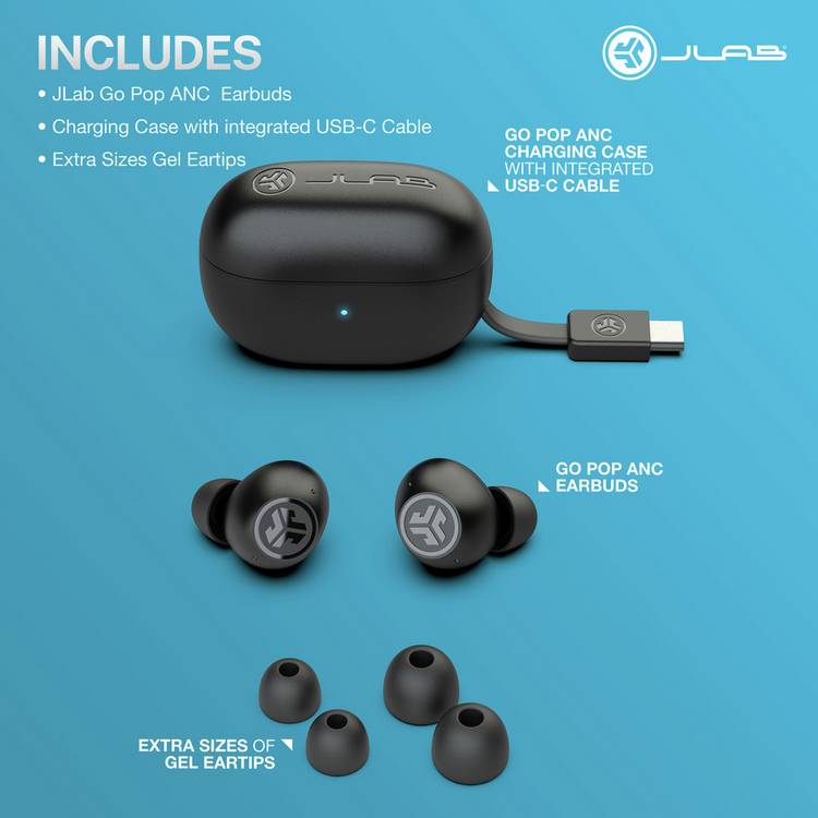 JLab Go Pop ANC true wireless earbuds black - British product
