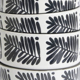 Habitat 12 piece stoneware dinner set in black and white leaf pattern, imported from the UK