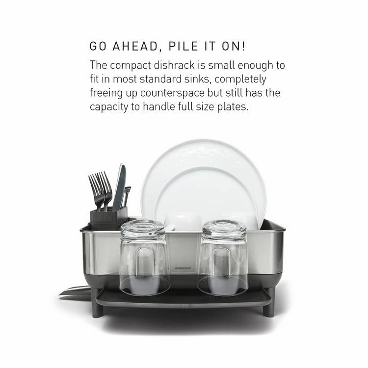 Simplehuman compact steel frame dish rack (British brand)