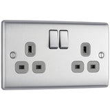 Argos British General Nexus Double Switched Socket Brushed Steel H8.6 W14.65 D3cm- Buy online at McGrocer