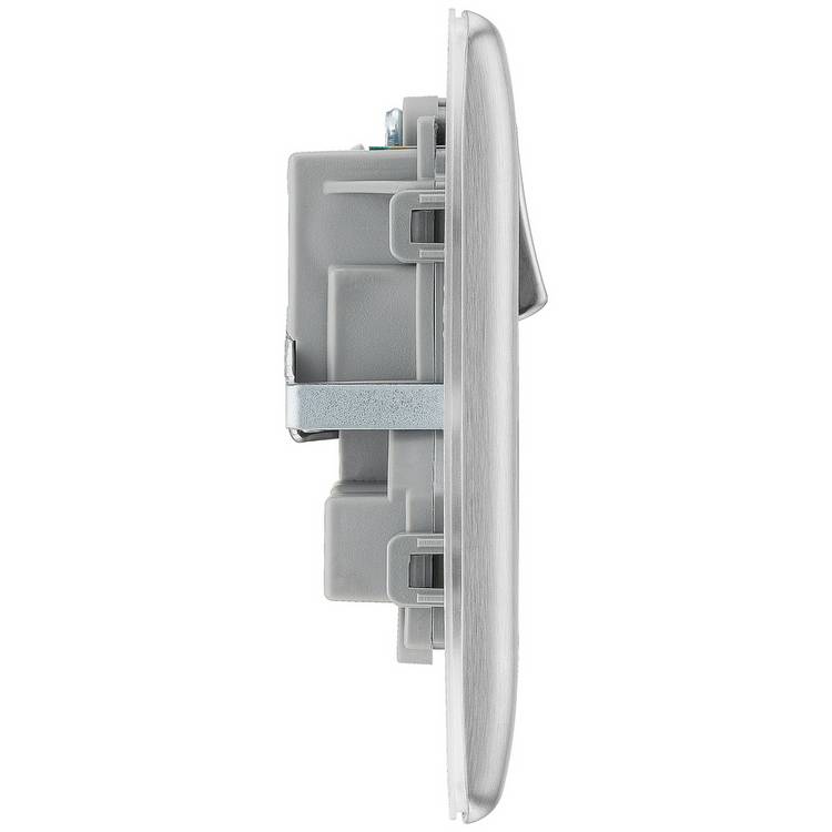 BG Nexus double switched socket brushed steel, imported from the UK
