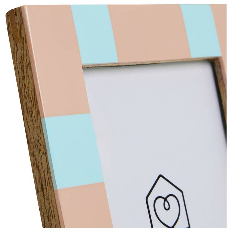 Habitat checkered mango wood photo frame 4x6, imported from the UK