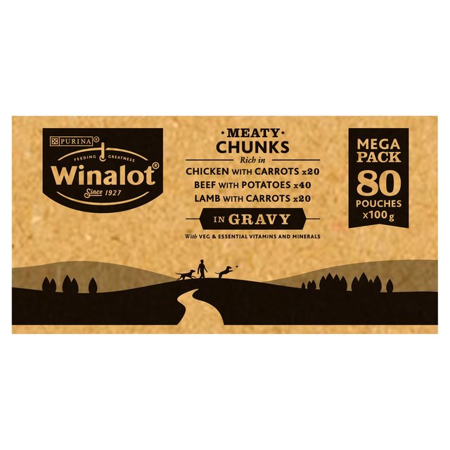 Winalot Meaty Chunks Mixed in Gravy Wet Dog Food 80 x 100g GOODS M&S