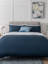 Navy 400 Thread Count Egyptian Cotton Sateen Duvet Cover and Pillowcase Set