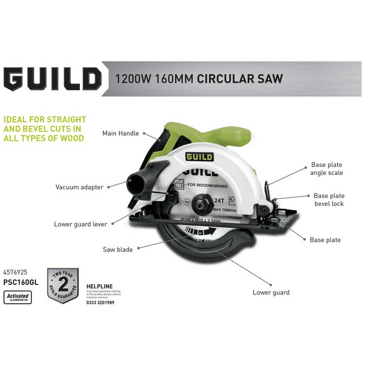 Guild circular saw 1200W 160mm, UK version