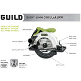 Guild circular saw 1200W 160mm, UK version