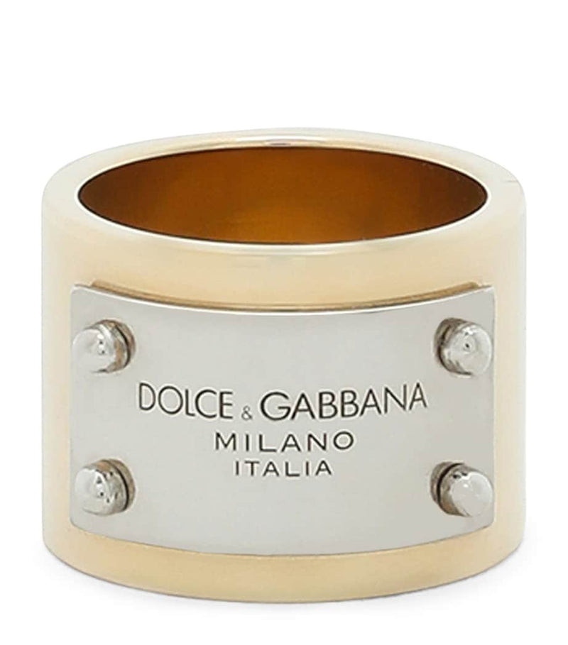 Dolce&Gabbana engraved logo-plaque ring in brass (British brand)