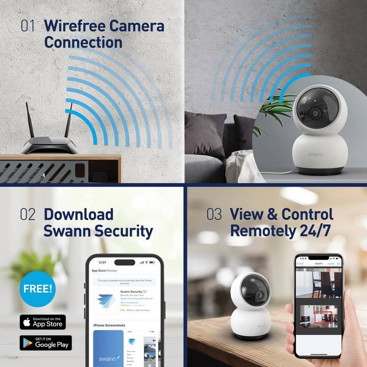 Swann EVO 2K Pan & Tilt indoor security camera - British product