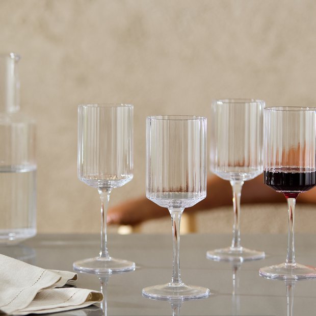 Habitat ribbed wine glass set of 4 250ml - British product