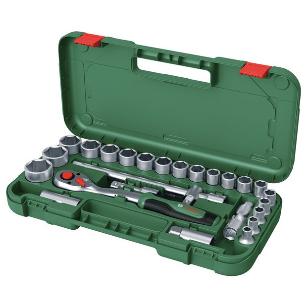 Bosch 0.5 inch 25 piece ratchet set with carry case, UK version