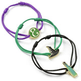 Wicked Elphaba friendship bracelet set with charms, adjustable cord, imported from the UK