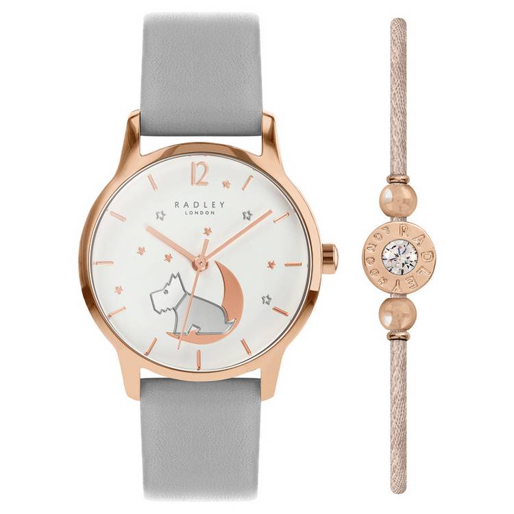Radley watch bracelet set grey leather strap, imported from the UK