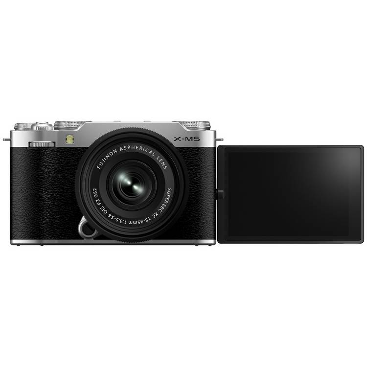 Fujifilm X-M5 mirrorless camera with 15-45mm lens silver, UK version