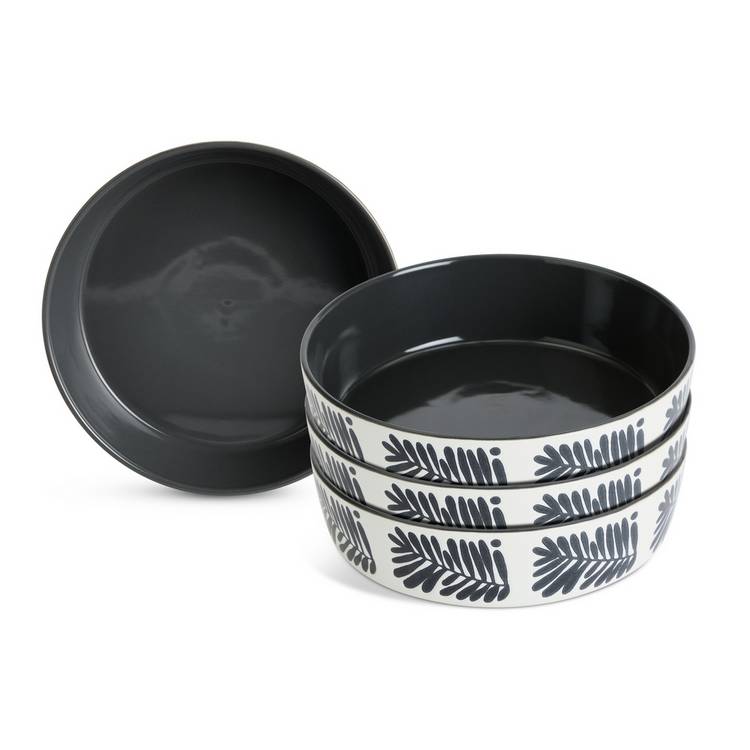 Habitat stoneware pasta bowls 4 piece leaf pattern 22cm - British product